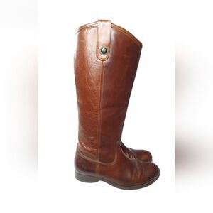 Frye Melissa Button 77167 Women's 7 B Leather Slip On Mid Calf Boots Retail $348